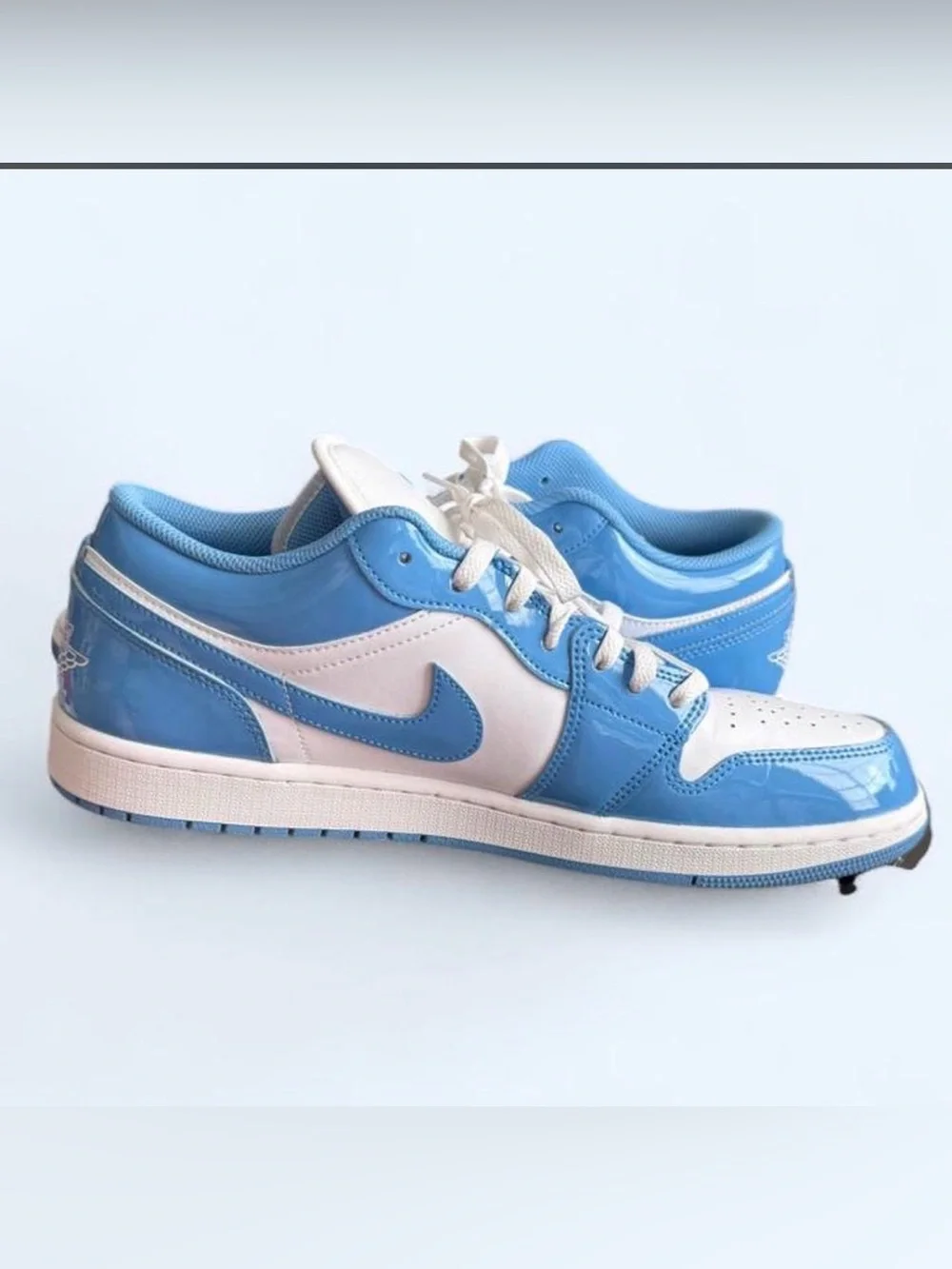 Jordan Low-Top Athletic Sneakers in White and Light Blue